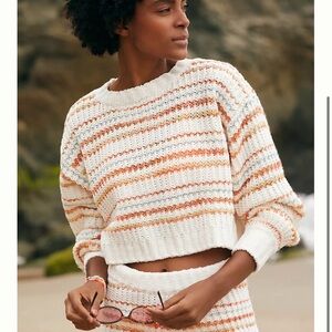 L*Space Multicolor Pismo Beach Striped Crew Neck Sweater and Short Set